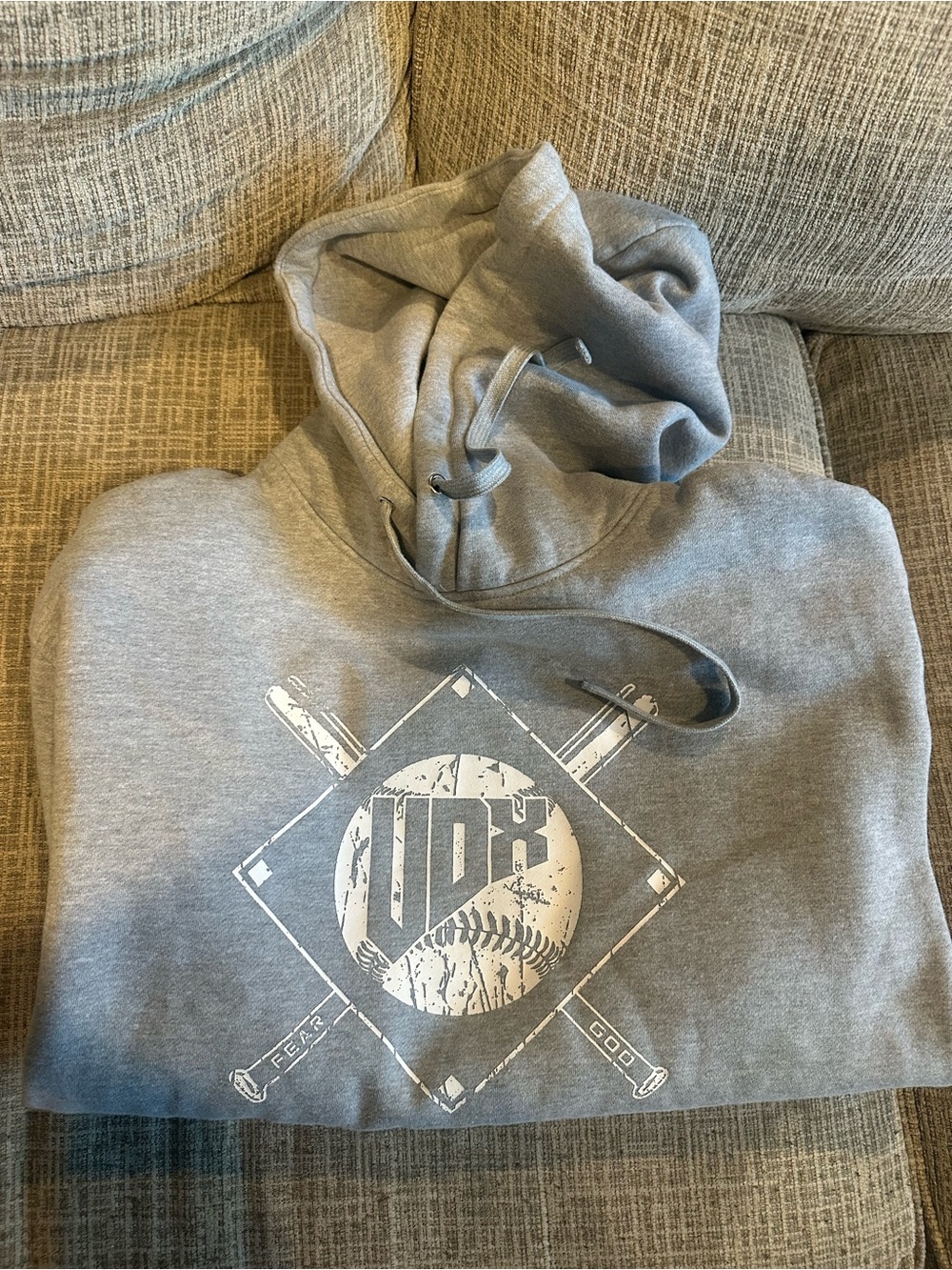 Underdog Gray Hoodie with White Baseball Graphic